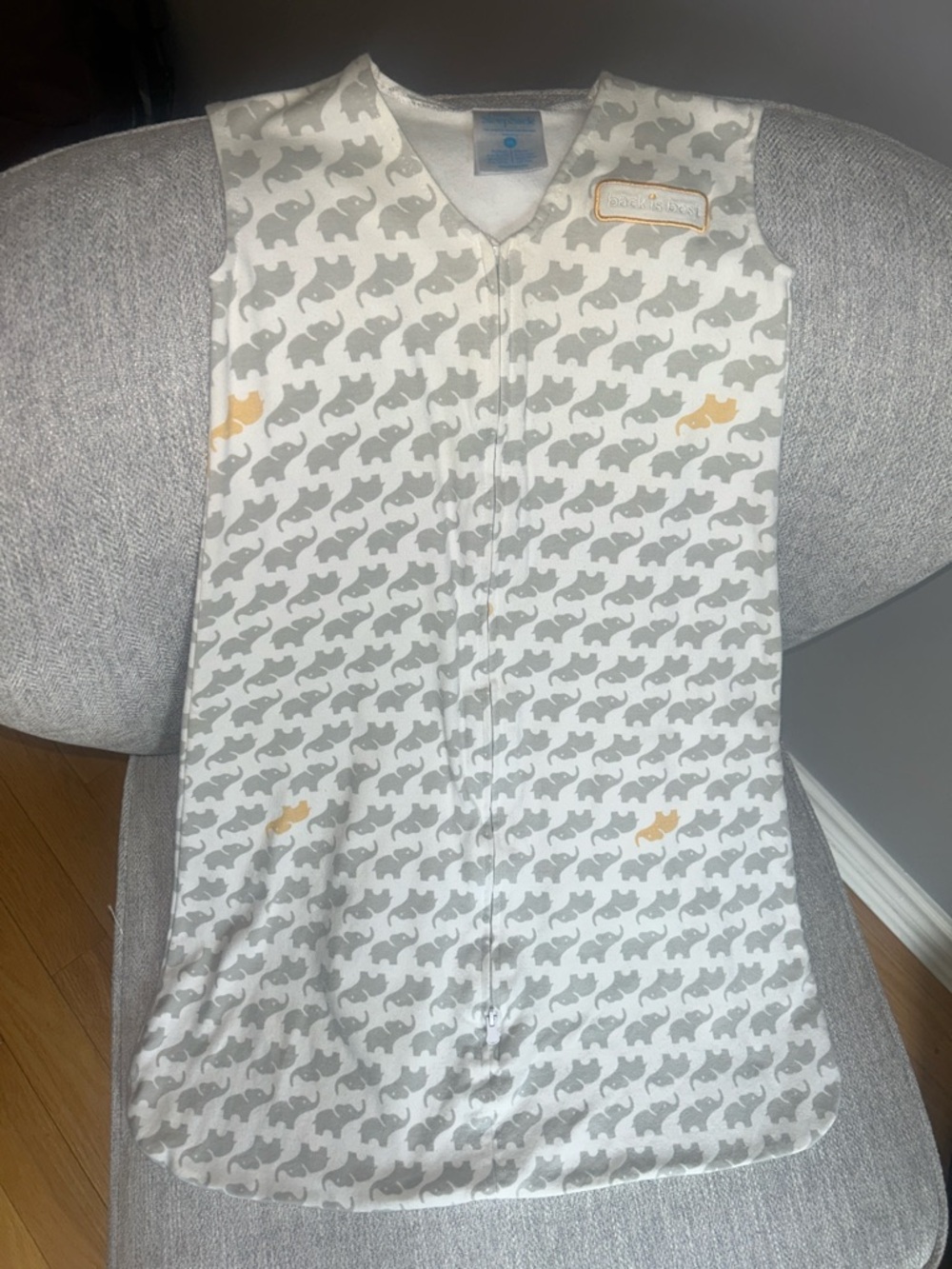 Halo Baby Sleeveless Cotton Sleep Sack - Gray & Cream Elephant Print (6-12 month